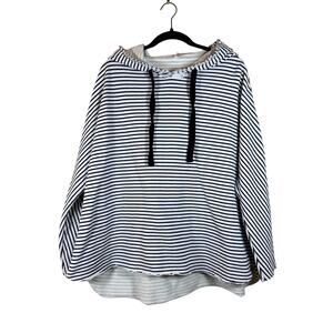 Frank & Eileen KANE Capelet Hoodie Sweatshirt Navy French Stripe Size L